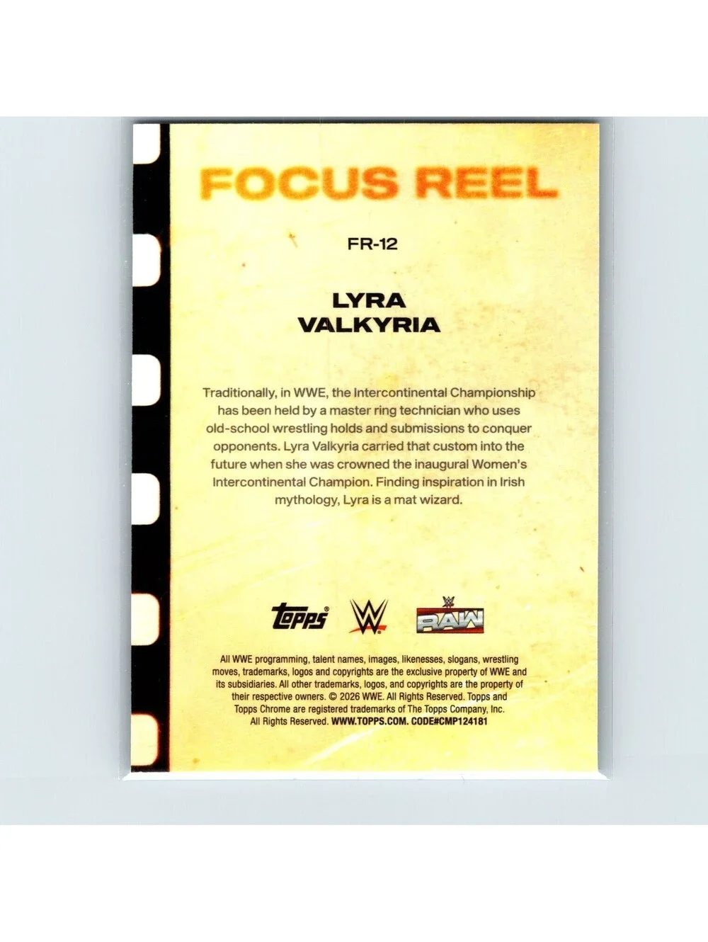 2026 Topps Chrome WWE - Lyra Valkyria Focus Reel FR-12 - Aqua Refractor #/199
